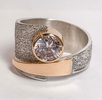 SILVER/GOLD CZ WRAP RING-13 SILVER/GOLD CZ WRAP RING-13