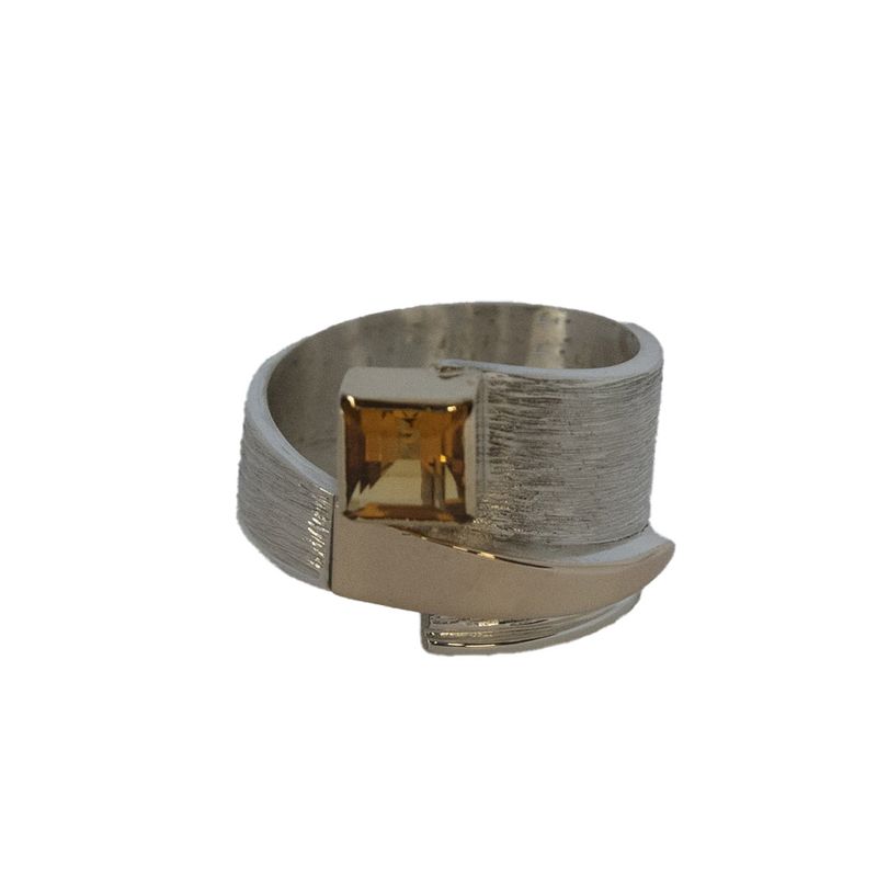 SILVER/14K CITRINE WRAP RING-10.5
