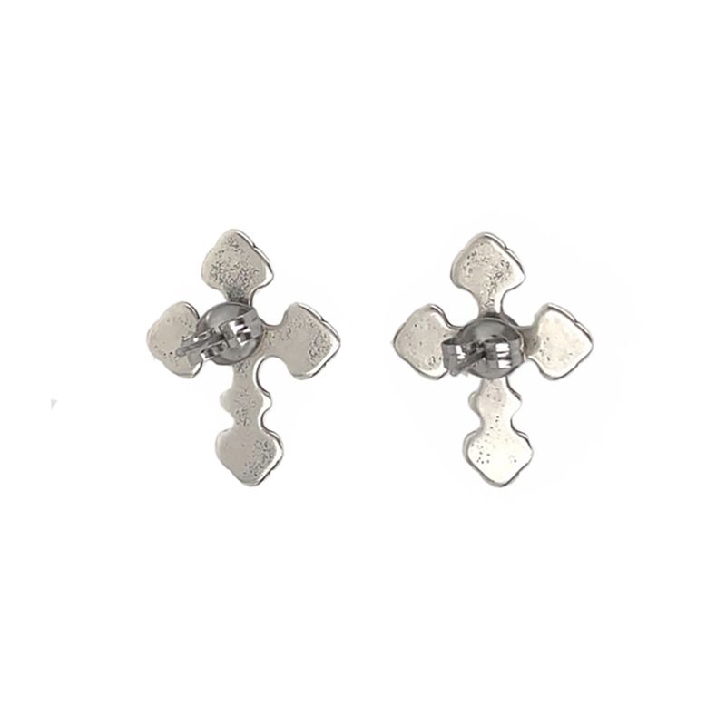 SILVER STAMPED CROSS EARRINGS ZUNI NAE078