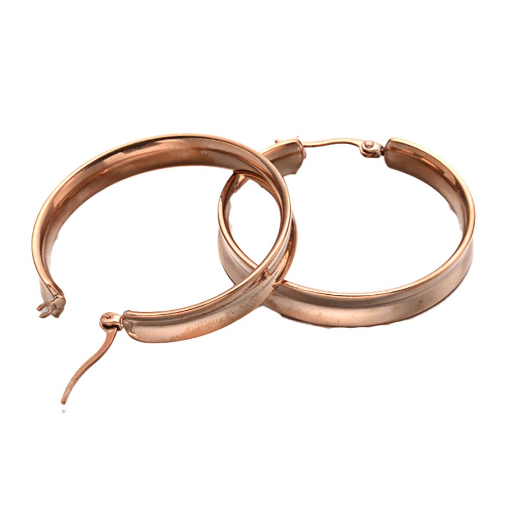 ROSE STAINLESS 40X6MM HOOP EARRINGS