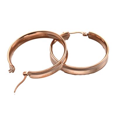 ROSE STAINLESS 40X6MM HOOP EARRINGS