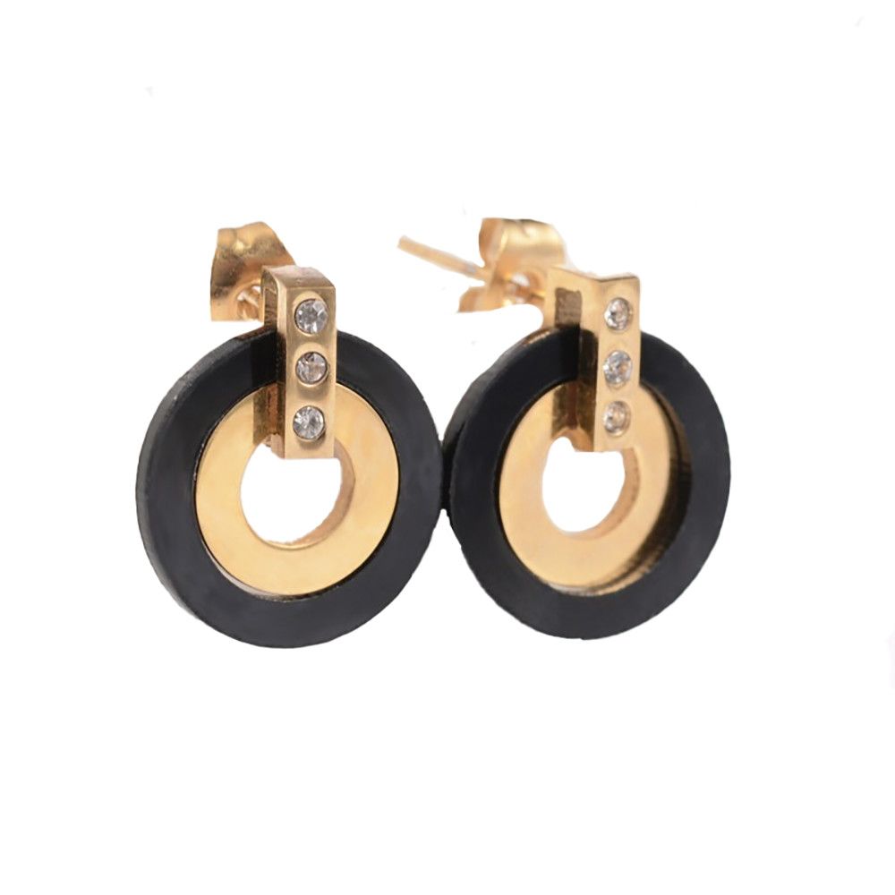 GOLD STAINLESS CZ &amp; SHELL EARRINGS