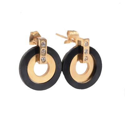 GOLD STAINLESS CZ &amp; SHELL EARRINGS