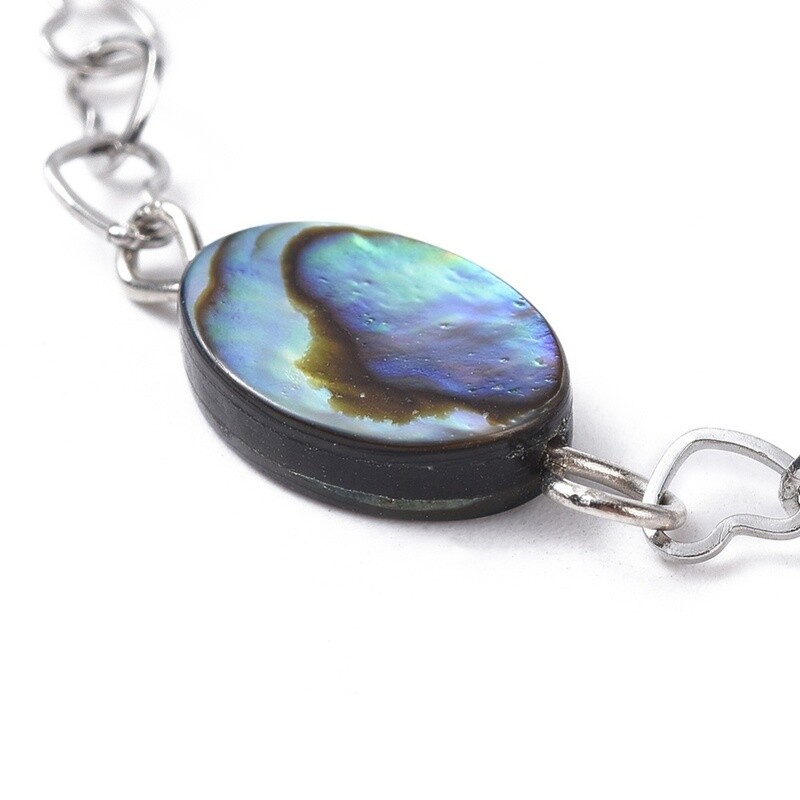 SILVER STAINLESS ABALONE ANKLET