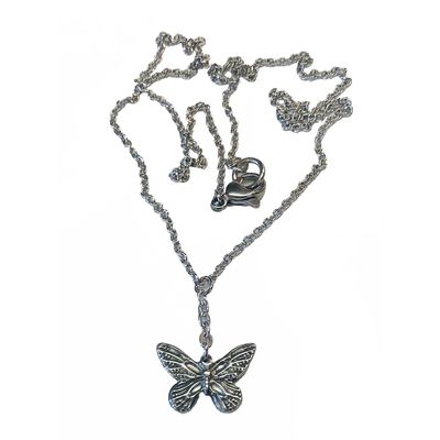 SILVER STAINLESS BUTTERFLY NECKLACE