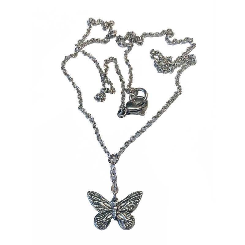 SILVER STAINLESS BUTTERFLY NECKLACE
