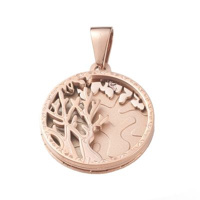 ROSE STAINLESS TREE OF LIFE PENDANT
