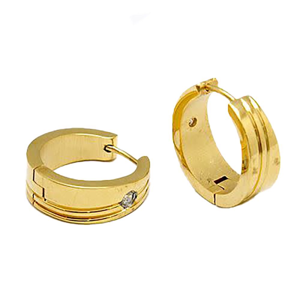 GOLD STAINLESS CZ HUGGIE EARRINGS