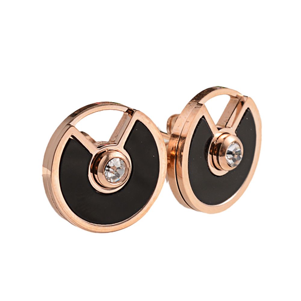 ROSE STAINLESS CZ &amp; ENAMEL EARRINGS