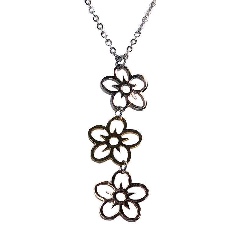 MIXED STAINLESS FLOWER NECKLACE MIXED STAINLESS FLOWER NECKLACE