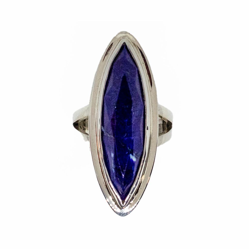 SILVER MARQUISE LAPIS RING - 8