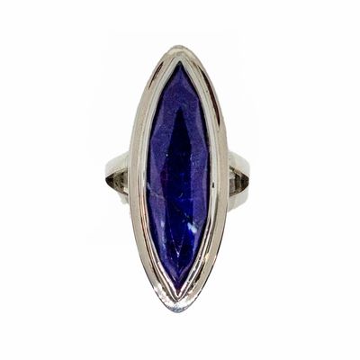 SILVER MARQUISE LAPIS RING - 8
