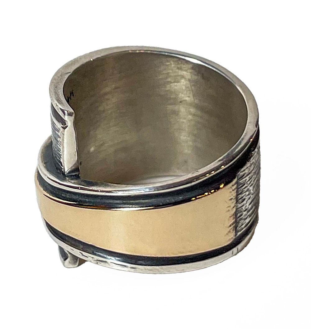 SILVER/14K OXIDIZED WRAP RING