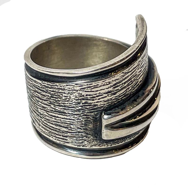 SILVER/14K OXIDIZED WRAP RING