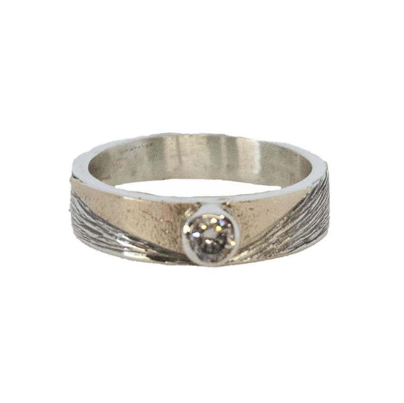 *SILVER/GOLD OXIDIZED CZ BAND RING-7