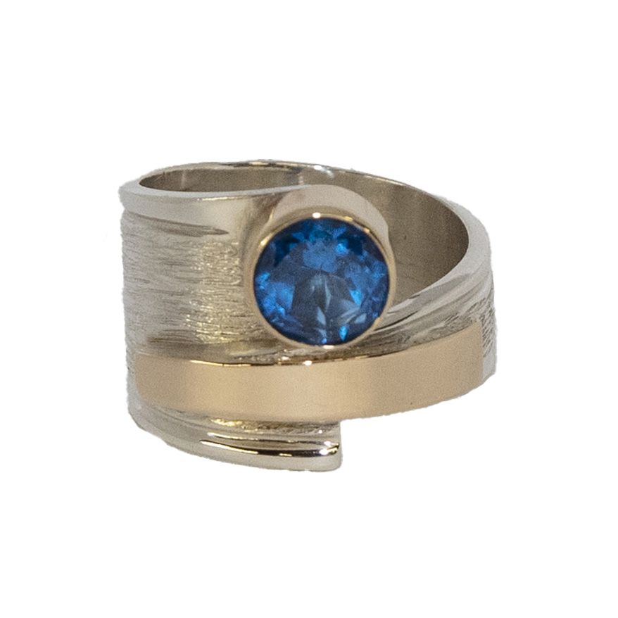 SILVER/14K TOPAZ WRAP RING-8.5