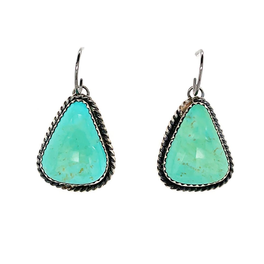 SILVER TURQUOISE TRI EARRINGS NAVAJO - VIRGINIA BECENTI