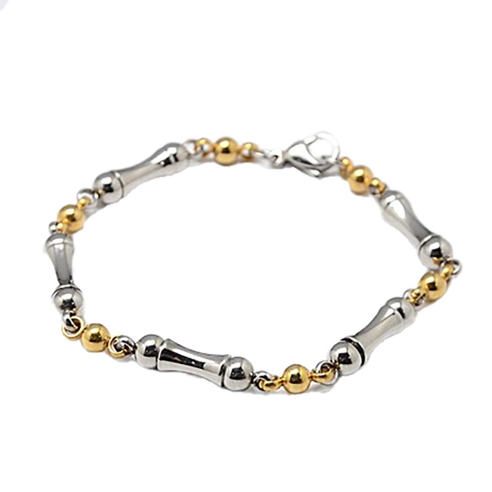 MIXED STAINLESS COLUMN &amp; BALL LINK BRACELET