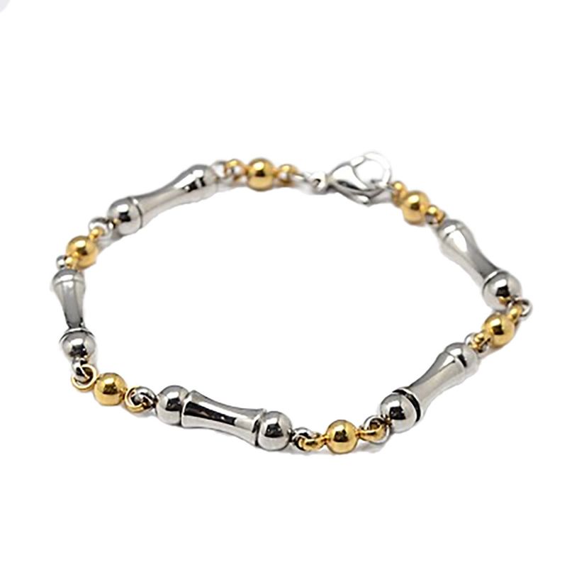 MIXED STAINLESS COLUMN &amp; BALL LINK BRACELET