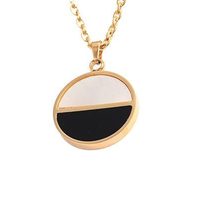 GOLD STAINLESS SHELL &amp; ENAMEL NECKLACE