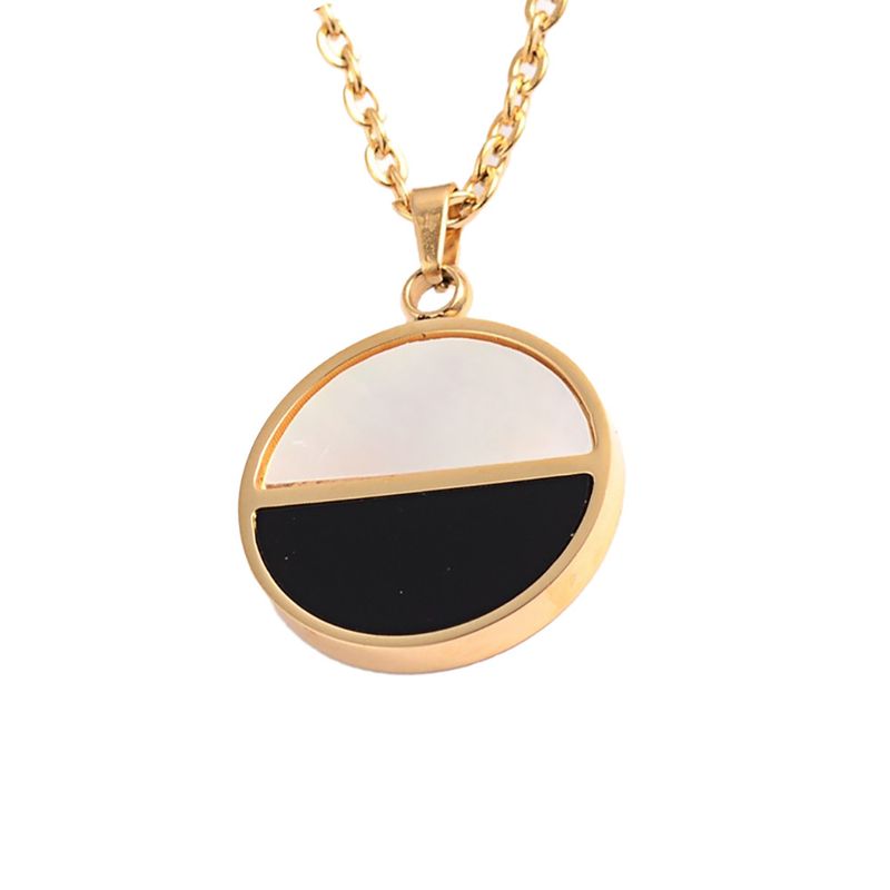 GOLD STAINLESS SHELL &amp; ENAMEL NECKLACE