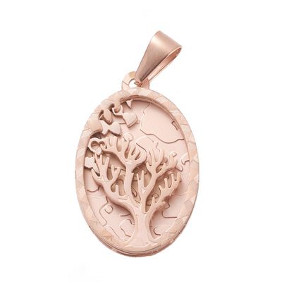 ROSE STAINLESS TREE OF LIFE PENDANT