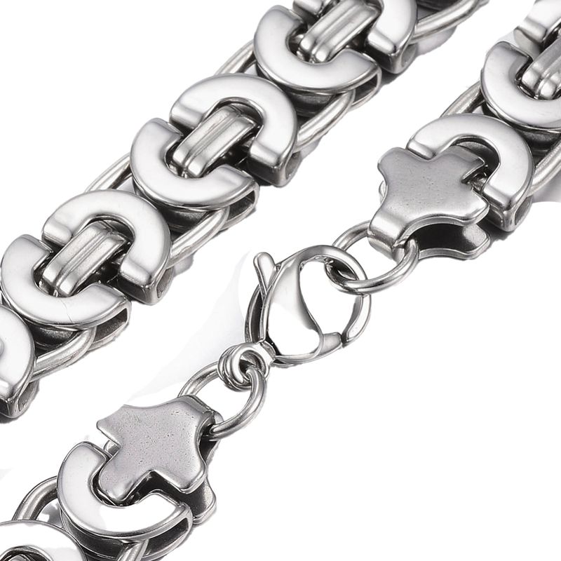 SILVER STAINLESS 11MM FLAT BYZANTINE CHAIN 24"