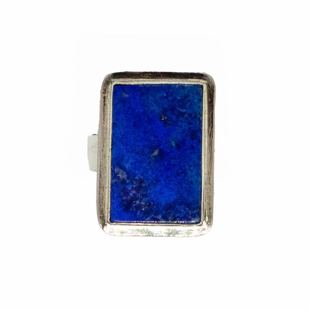 SILVER RECTANGLE LAPIS RING - 8.5