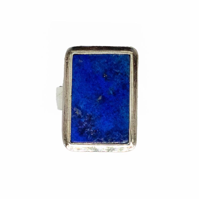 SILVER RECTANGLE LAPIS RING - 8.5