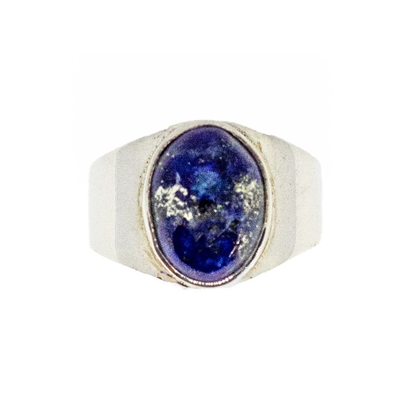 SILVER OVAL LAPIS RING - 10