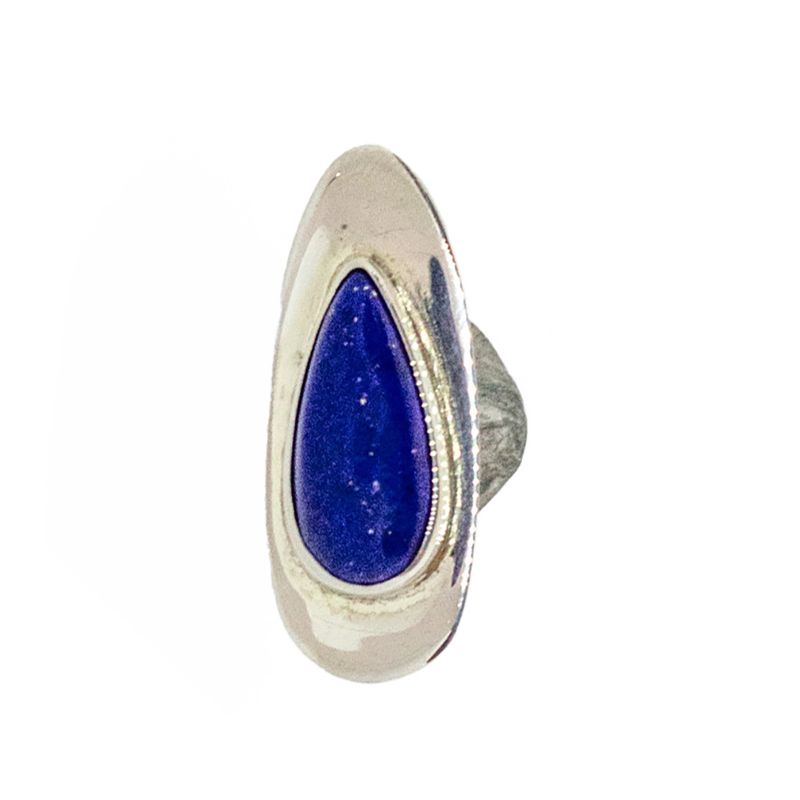 SILVER TEARDROP LAPIS RING