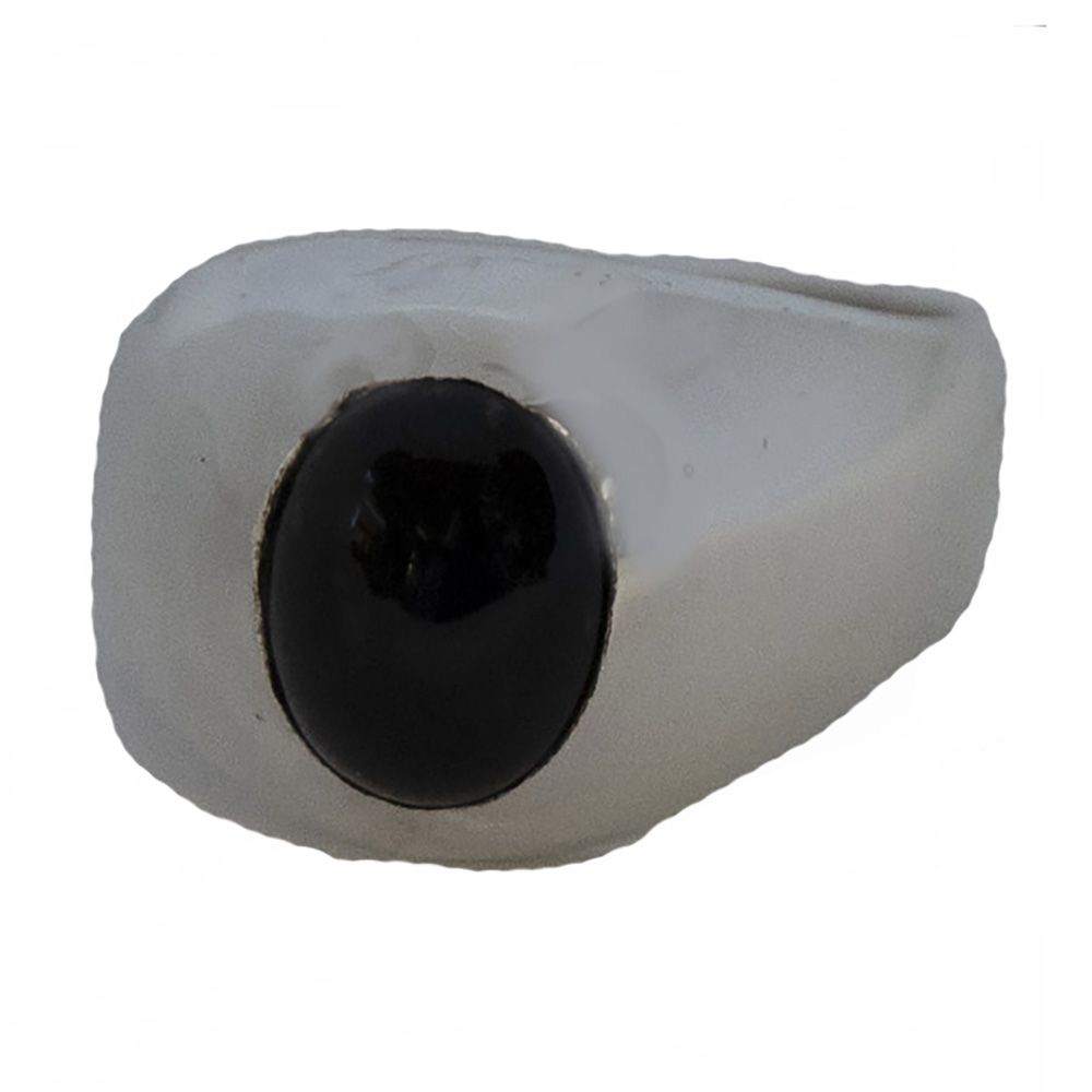 SILVER SMOOTH ONYX RING