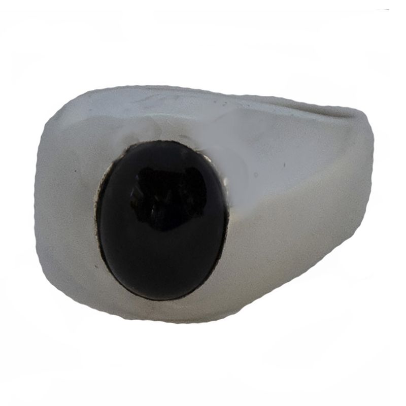 SILVER SMOOTH ONYX RING