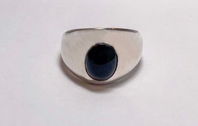 SILVER SMOOTH ONYX RING