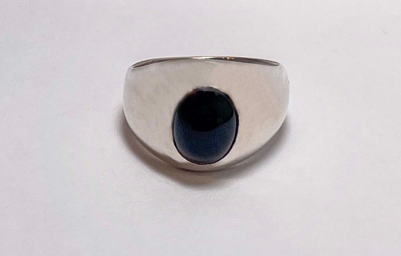 SILVER SMOOTH ONYX RING