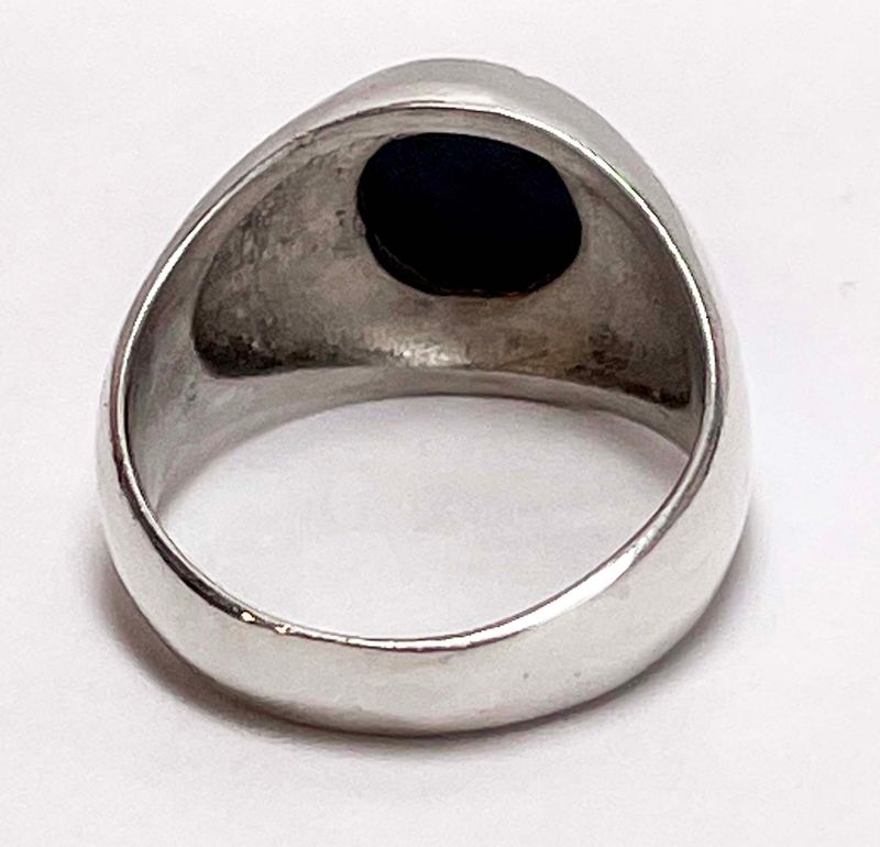 SILVER SMOOTH ONYX RING