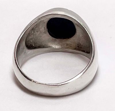 SILVER SMOOTH ONYX RING