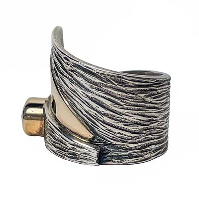 SILVER/14K OXIDIZED CZ WRAP RING