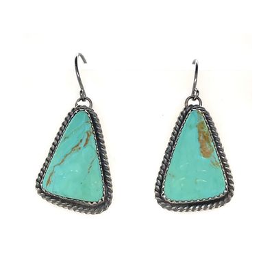 SILVER TURQUOISE TRI EARRINGS NAVAJO - VIRGINIA BECENTI