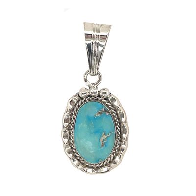 SILVER TURQUOISE PENDANT NAVAJO - SAMUEL YELLOWHAIR