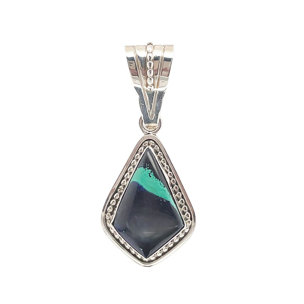 SILVER TRI AZURITE PENDANT-NAVAJO-LN
