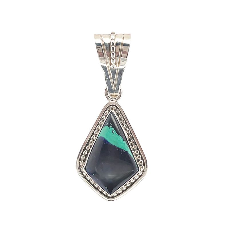 SILVER TRI AZURITE PENDANT-NAVAJO-LN