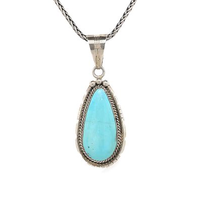 SILVER TURQUOISE PENDANT NAVAJO - ELOUISE KEE
