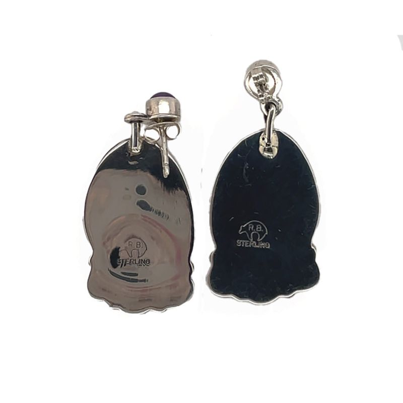SILVER OPAL &amp; AMETHYST EARRINGS NAVAJO-RB