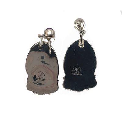 SILVER OPAL &amp; AMETHYST EARRINGS NAVAJO-RB