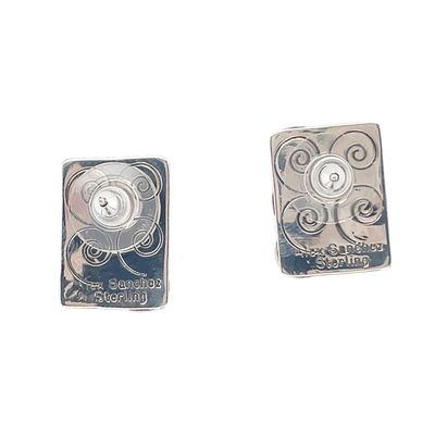 SILVER OVERLAY MOTIF EARRINGS NAVAJO-ALEX SANCHEZ