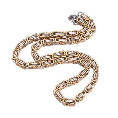 MIXED STAINLESS FLAT BYZANTINE CHAIN 24"