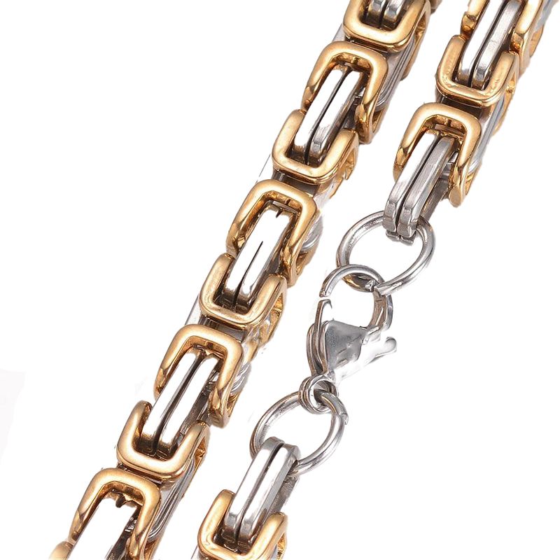 MIXED STAINLESS FLAT BYZANTINE CHAIN 24"