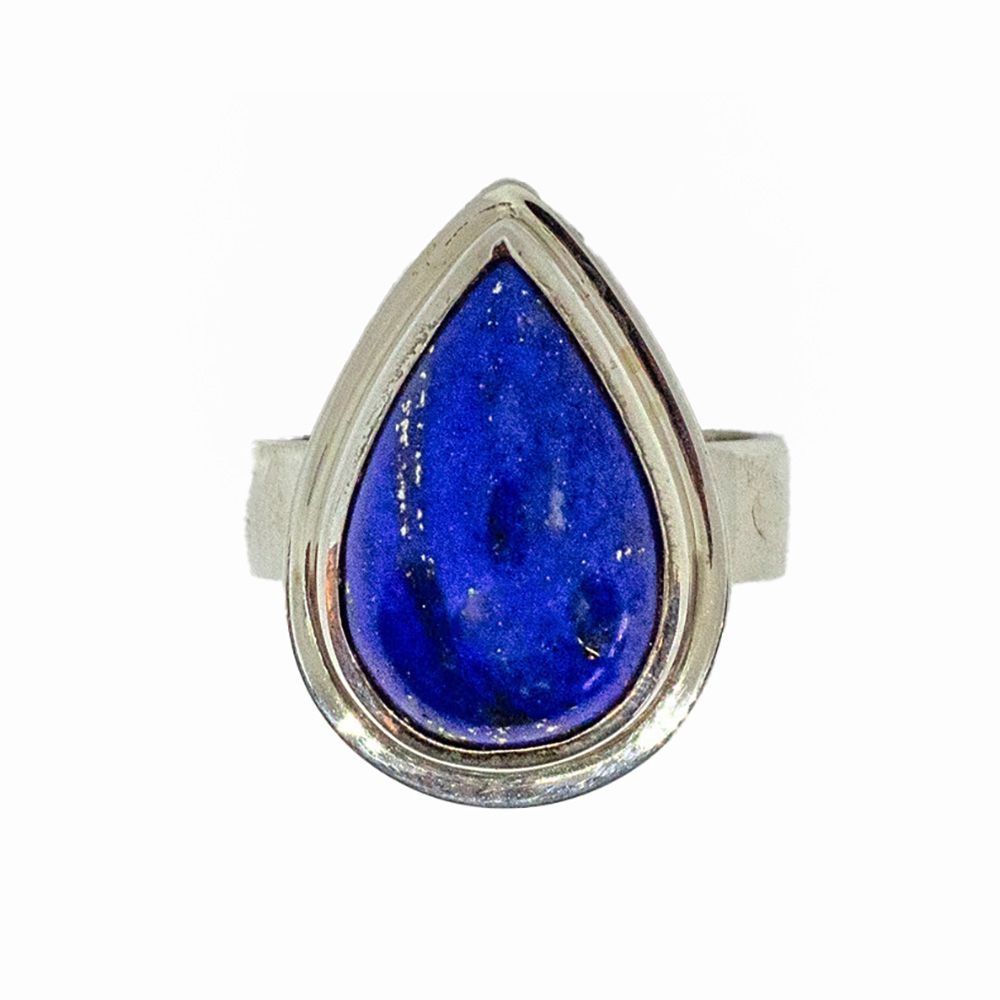 SILVER TEARDROP LAPIS RING-8.5