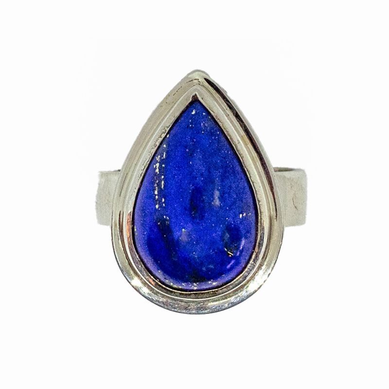 SILVER TEARDROP LAPIS RING-8.5